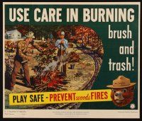 7k276 USE CARE IN BURNING 14x17 special poster '57 Smokey Bear says play safe, Harry Rossoll art!