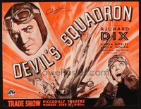 7k186 DEVIL'S SQUADRON English trade ad'36 pilot Richard Dix,aviatrix Karen Morley & crashing plane!
