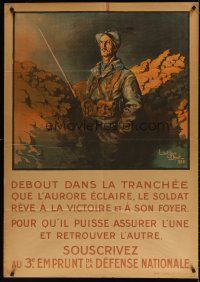 7k279 DEBOUT DANS LA TRANCHEE QUE L'AURORE ECLAIRE French war poster '17 art by Lt. Jean Droit