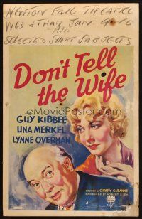 7k360 DON'T TELL THE WIFE WC '37 great art of stock swindler Guy Kibbee & secretary Una Merkel!