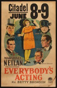7k363 EVERYBODY'S ACTING WC '26 stone litho of orphan Betty Bronson & 5 top silent actors!