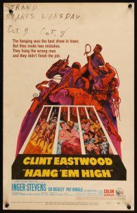 7k371 HANG 'EM HIGH WC '68 Clint Eastwood, they hung the wrong man, cool art by Kossin!