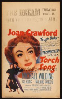 7k431 TORCH SONG WC '53 unusual art of tough baby Joan Crawford, a wonderful love story!