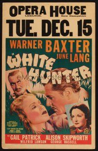 7k438 WHITE HUNTER WC '36 Warner Baxter is a big game guide who falls in love w/pretty June Lang!