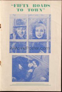 7k121 FIFTY ROADS TO TOWN English pressbook '37 Ann Sothern thinks Don Ameche is a kidnapper!
