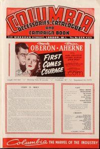 7k122 FIRST COMES COURAGE English pressbook '43 Merle Oberon, Brian Aherne, Dorothy Arzner!