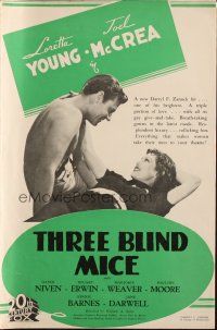 7k129 THREE BLIND MICE English pressbook '38 Loretta Young wants Joel McCrea as her rich husband!