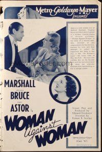 7k133 WOMAN AGAINST WOMAN English pressbook '38 Mary Astor, Herbert Marshall, & Virginia Bruce!
