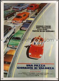 7k464 FERRIS BUELLER'S DAY OFF Italian 2p '87 different art of Broderick & friends in Ferrari!
