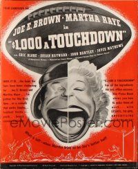 7k030 $1,000 A TOUCHDOWN pressbook '39 best different art of Joe E. Brown & Martha Raye, football!