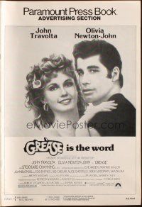 7k056 GREASE pressbook '78 John Travolta & Olivia Newton-John in a most classic musical!