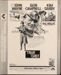 7k112 TRUE GRIT pressbook '69 John Wayne as Rooster Cogburn, Kim Darby, Glen Campbell