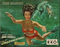 7k113 UNDERWATER pressbook '55 Howard Hughes, sexiest artwork of skin diver Jane Russell!