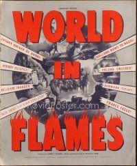 7k120 WORLD IN FLAMES pressbook '40 promotes U.S. involvement in WWII a year before Pearl Harbor!