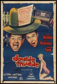 7m359 DOUBLE TROUBLE Aust 1sh '60 Tommy Noonan, Pete Marshall, sexy Barbara Eden in swimsuit!