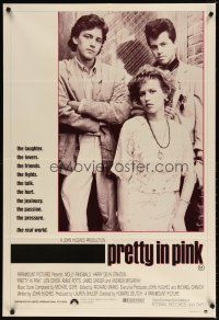 7m393 PRETTY IN PINK Aust 1sh '86 great portrait of Molly Ringwald, Andrew McCarthy & Jon Cryer!