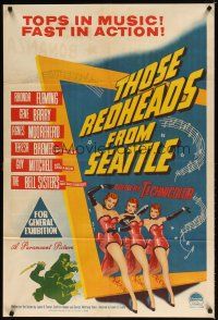 7m412 THOSE REDHEADS FROM SEATTLE Aust 1sh '53 great artwork of sexy dancers!