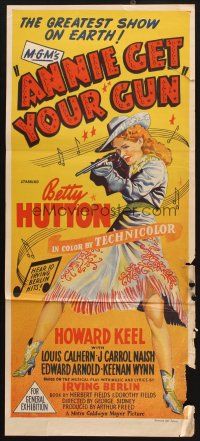 7m447 ANNIE GET YOUR GUN Aust daybill '50 Betty Hutton as the greatest sharpshooter, Howard Keel