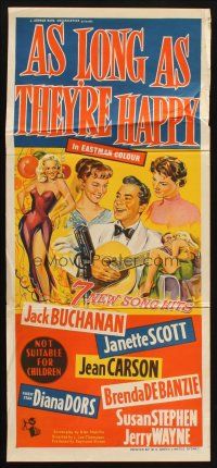 7m451 AS LONG AS THEY'RE HAPPY Aust daybill '57 art of Diana Dors, Janette Scott, Jean Carson!