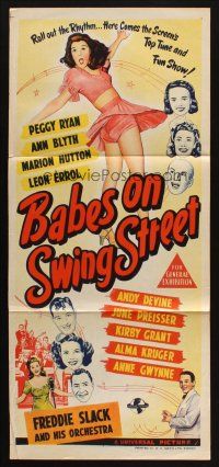 7m454 BABES ON SWING STREET Aust daybill '44 Peggy Ryan, Ann Blyth, Marion Hutton, Leon Errol!