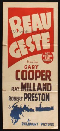7m461 BEAU GESTE Aust daybill R40s William Wellman, Legionnaire Gary Cooper!