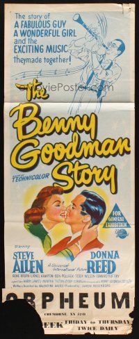 7m463 BENNY GOODMAN STORY Aust daybill '56 Steve Allen as Goodman, Donna Reed, Gene Krupa!