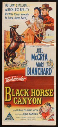 7m469 BLACK HORSE CANYON Aust daybill '54 Joel McCrea, Mari Blanchard, art of the outlaw stallion!