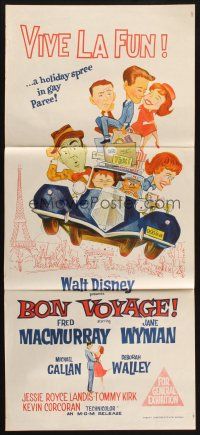 7m477 BON VOYAGE Aust daybill '62 Walt Disney, Fred MacMurray, Jane Wyman, great wacky art!