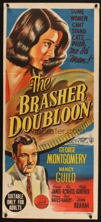 7m002 BRASHER DOUBLOON Aust daybill '47 art of Montgomery & Nancy Guild, noir written by Chandler!