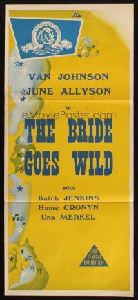7m484 MGM stock Aust daybill '50s Van Johnson & June Allyson in The Bride Goes Wild!