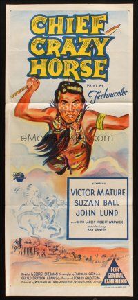 7m509 CHIEF CRAZY HORSE Aust daybill '55 art of Native American Indian warrior Victor Mature!