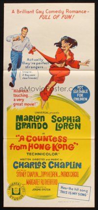 7m522 COUNTESS FROM HONG KONG Aust daybill '67 Marlon Brando, Sophia Loren, directed by Chaplin!