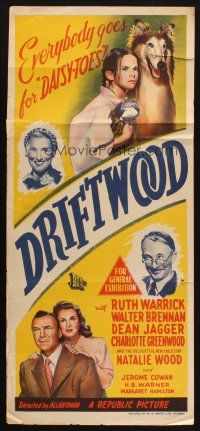 7m550 DRIFTWOOD Aust daybill '47 stone litho of adorable young Natalie Wood as Daisy-Toes!