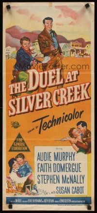 7m552 DUEL AT SILVER CREEK Aust daybill '52 Audie Murphy & Stephen McNally dared the outlaw guns!