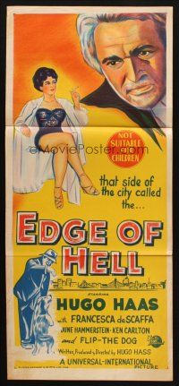 7m023 EDGE OF HELL Aust daybill '56 Hugo Haas, half-dressed sexy bad girl Francesca de Scaffa!