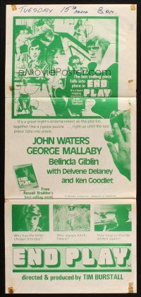 7m559 END PLAY Aust daybill '76 John Waters, George Mallaby, Belinda Giblin!