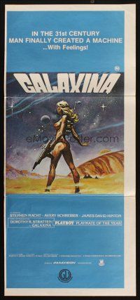 7m594 GALAXINA Aust daybill '80 great sci-fi art of sexy Dorothy Stratten by Robert Tanenbaum!