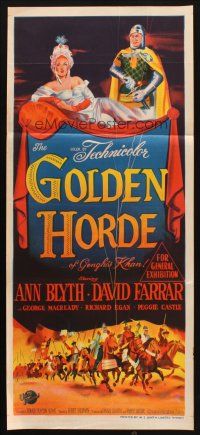 7m603 GOLDEN HORDE Aust daybill '51 Marvin Miller as Genghis Khan & sexy full-length Ann Blyth!