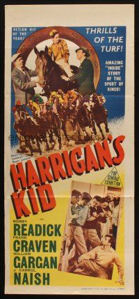 7m621 HARRIGAN'S KID Aust daybill '43 William Gargan teaches horse racing jockey Bobby Readick!