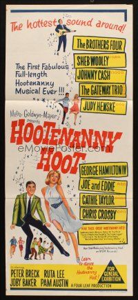 7m636 HOOTENANNY HOOT Aust daybill '63 Johnny Cash and a ton of top country music stars!