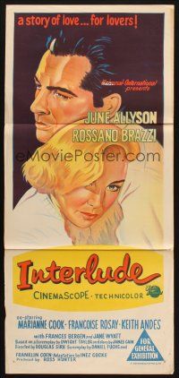 7m653 INTERLUDE Aust daybill '57 Douglas Sirk, art of Rossano Brazzi romancing June Allyson!