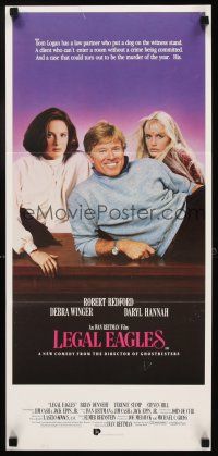 7m680 LEGAL EAGLES Aust daybill '86 Robert Redford, Daryl Hannah, Winger, directed by Reitman!