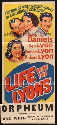 7m683 LIFE WITH THE LYONS Aust daybill '54 Bebe Daniels, Ben Lyon, Barbara Lyon, Richard Lyon!
