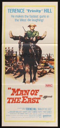 7m704 MAN OF THE EAST Aust daybill '74 wacky image of cowboy Terence Hill, spaghetti western!