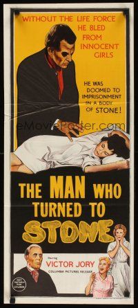 7m705 MAN WHO TURNED TO STONE Aust daybill '57 creepy Victor Jory practices unholy medicine!
