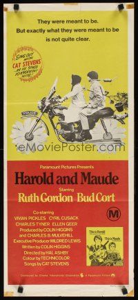7m620 HAROLD & MAUDE Aust daybill '71 Ruth Gordon, Bud Cort is equipped to deal w/life!