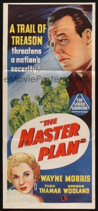 7m710 MASTER PLAN Aust daybill '55 Wayne Morris & Tilda Thamar, communist spy thriller!