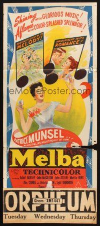 7m714 MELBA Aust daybill '53 Patrice Munsel, in most magnificent musical spectacle of them all!