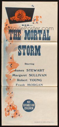 7m726 MGM stock Aust daybill 1950s Mortal Storm w/ Margaret Sullavan, James Stewart, Robert Young!