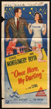 7m762 ONCE MORE MY DARLING Aust daybill '49 man about town Robert Montgomery meets sexy Ann Blyth!